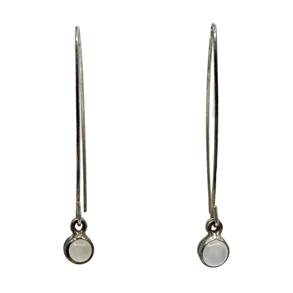 Sterling Silver Moonstone Cabochon Earrings - Gm690